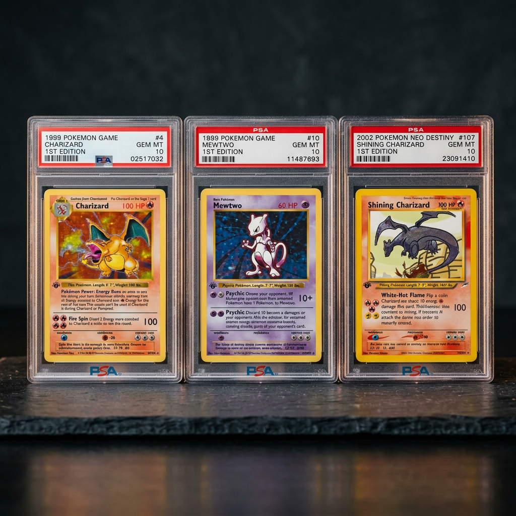 Cartas de Pokémon graduadas em slabs selados padrão PSA